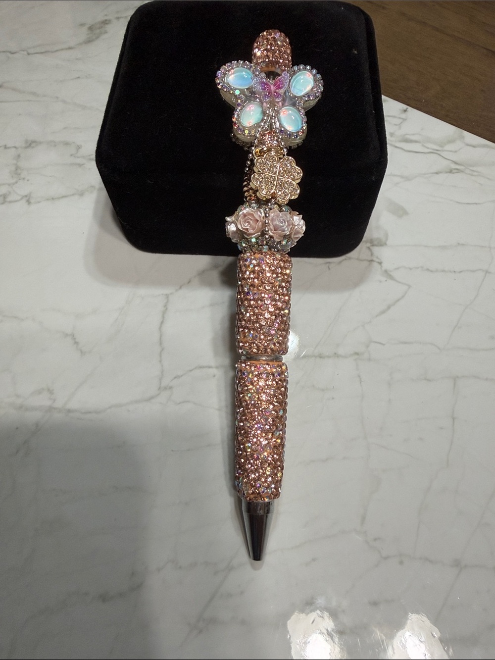 Sparkling rose gold Crystal Floral Ballpoint Pen